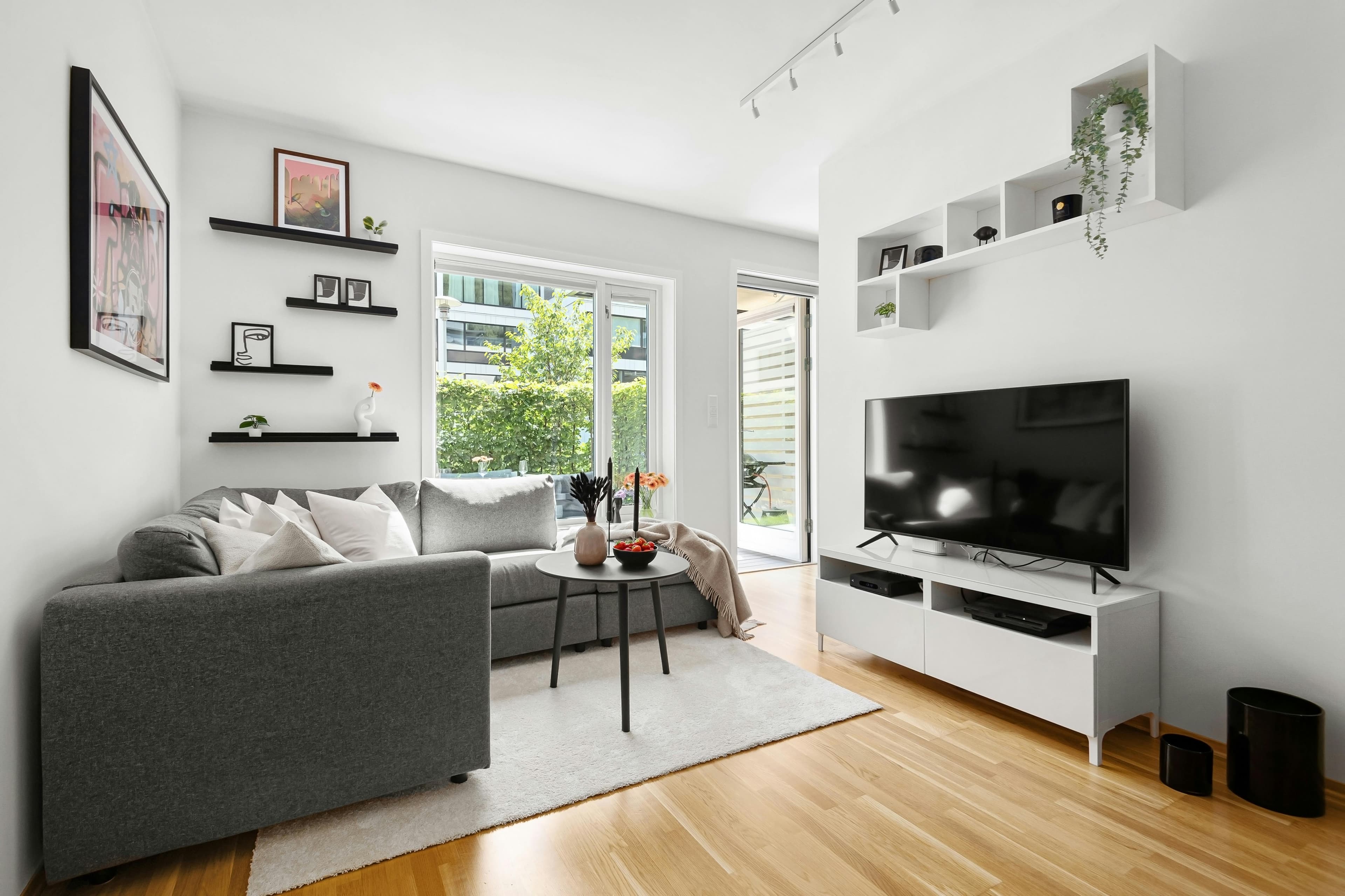 Bright, contemporary living room in a holiday let managed by HCS Property Management